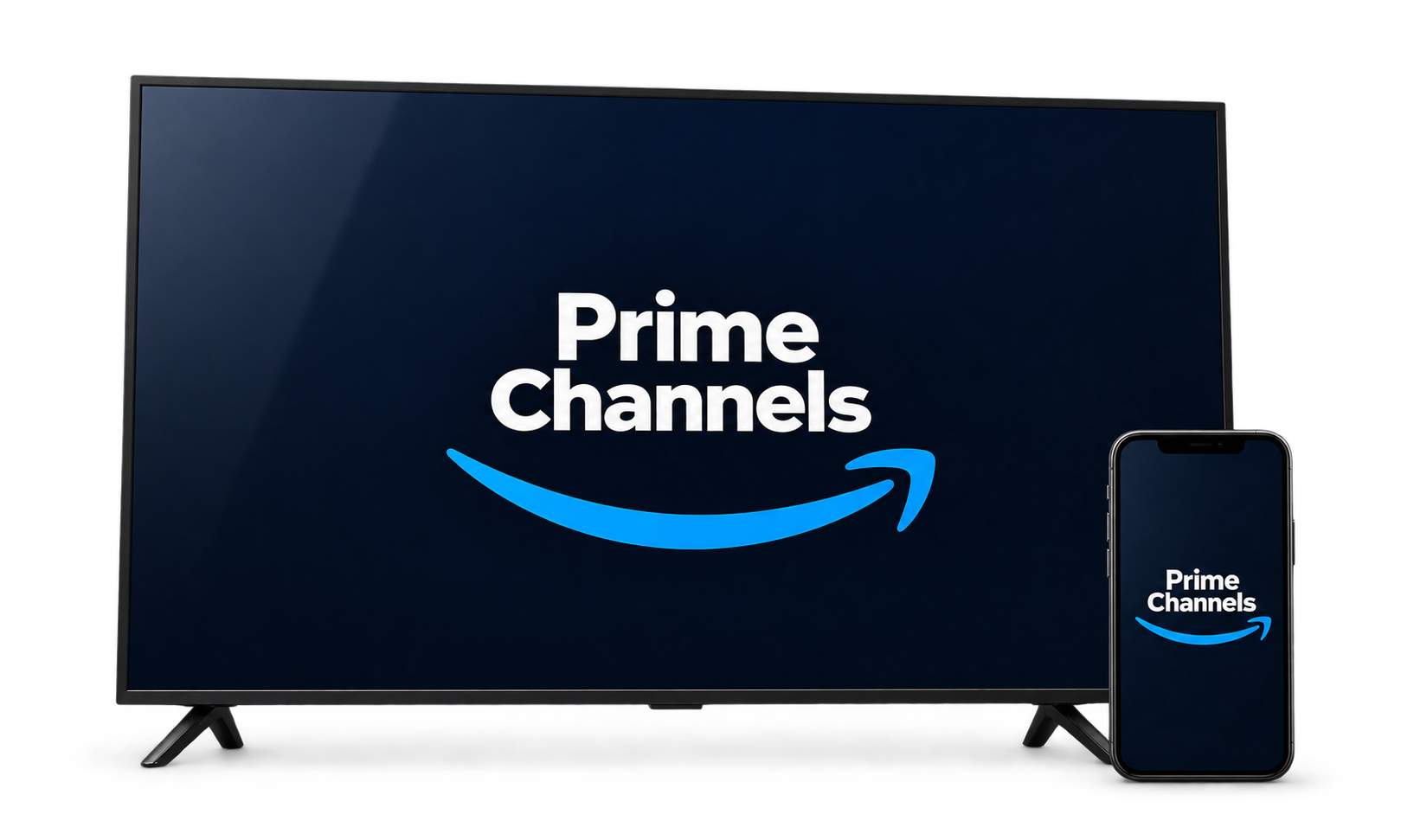 TV e celular exibindo a marca Prime Channels